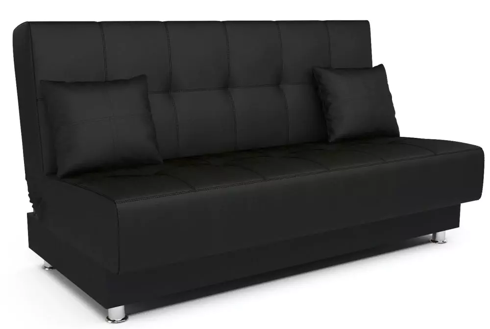 Прямой диван Мария - экокожа черная