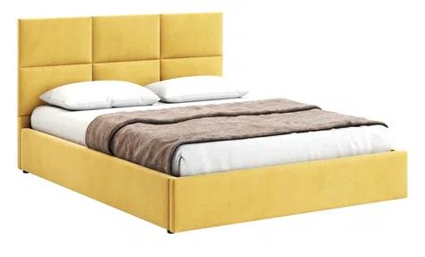 Кровать двуспальная Афина 5 160 с ПМ велюр желтый