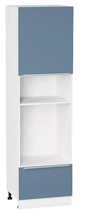 Шкаф пенал с 1-ой дверцей и ящиком под технику Фьюжн 2140 Silky Blue/Белый