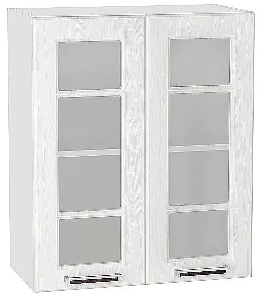 Шкаф верхний с 2-мя остекленными дверцами Прага 920х600 Белое дерево/Белый