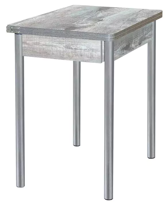 Стол обеденный раскладной Глайдер Бетон пайн темный/Серебристый металлик