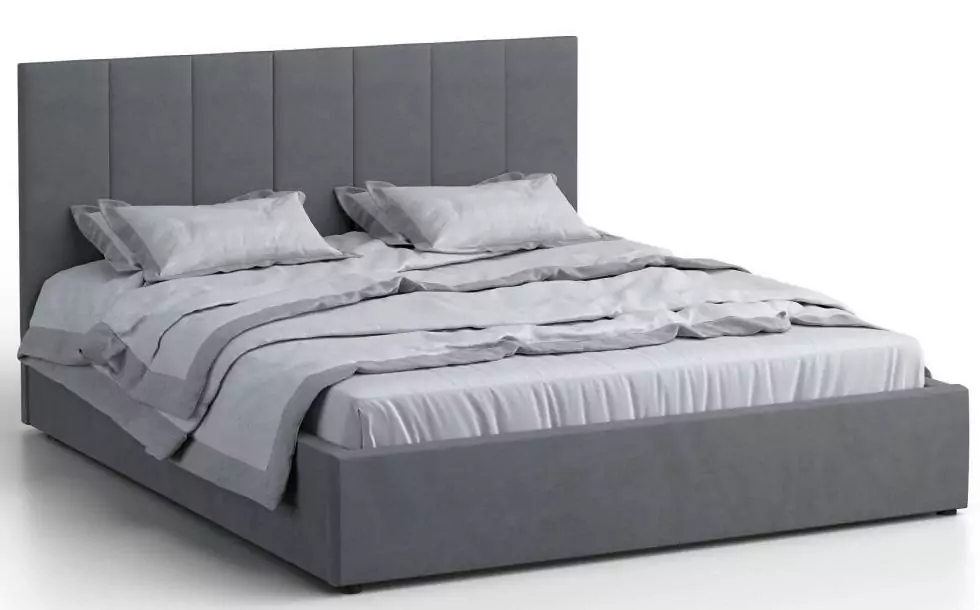 Кровать двуспальная Афина 3 160 с ПМ велюр серый