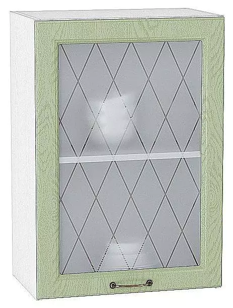 Шкаф верхний с 1-ой остекленной дверцей Ницца 720х500 Дуб оливковый/Белый
