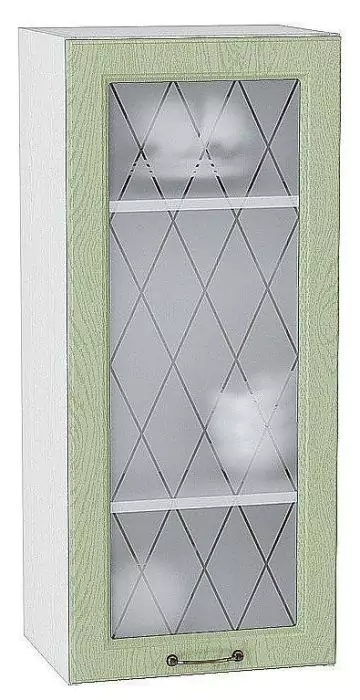 Шкаф верхний с 1-ой остекленной дверцей Ницца 920х400 Дуб оливковый/Белый