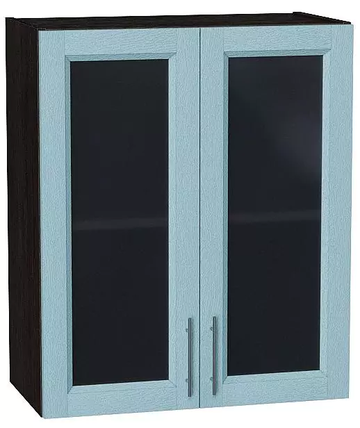 Шкаф верхний с 2-мя остекленными дверцами Сканди 720х600 Sky Wood/Венге