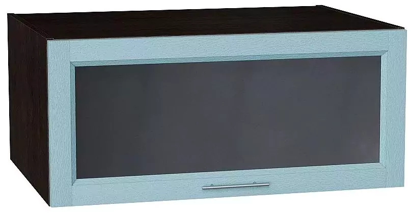 Шкаф верхний горизонтальный остекленный с увеличенной глубиной Сканди 800 Sky Wood/Венге