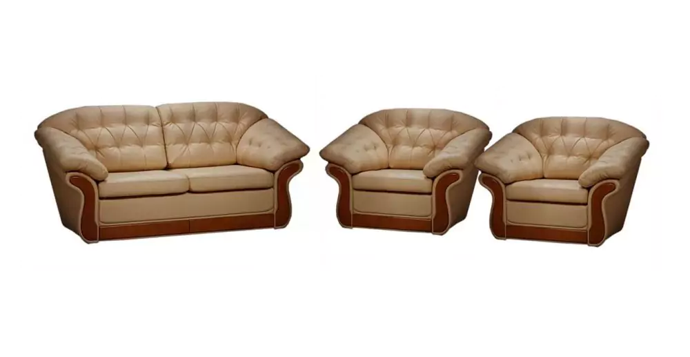 Набор кожаной мебели Аурига двухместный диван и 2 кресла