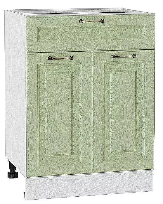 Шкаф нижний с 2-мя дверцами и ящиком Ницца Дуб оливковый/Белый