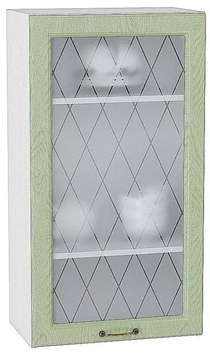 Шкаф верхний с 1-ой остекленной дверцей Ницца 920х500 Дуб оливковый/Белый
