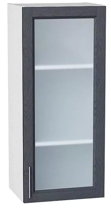 Шкаф верхний с 1-ой остекленной дверцей Сканди 920х400 Графит Софтвуд/Белый