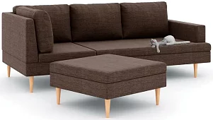 Угловой диван Анд с пуфом Без механизма Коричневый