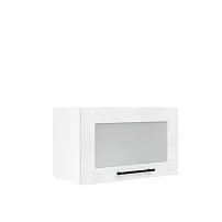 Шкаф верхний горизонтальный со стеклом ШВГС 600 Нувель (бетон белый) 
