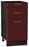 Шкаф нижний с 3-мя ящиками Валерия-М 400 Гранатовый металлик/Венге