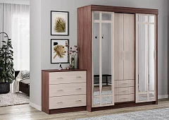 Шкаф-купе Фортуна + Комод Ронда (Бассо) Бежевый