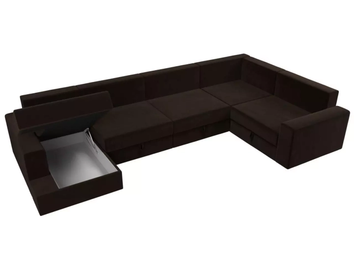 Угловой диван Мэдисон - П микровельвет коричневый фото5
