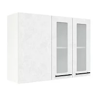Шкаф верхний угловой со стеклом ШВУПС 1000 Нувель (бетон белый) 