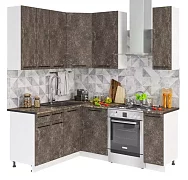 Угловая модульная кухня Нувель (бетон коричневый) 