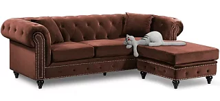 Диван раскладной угловой Честер Французская раскладушка Коричневый
