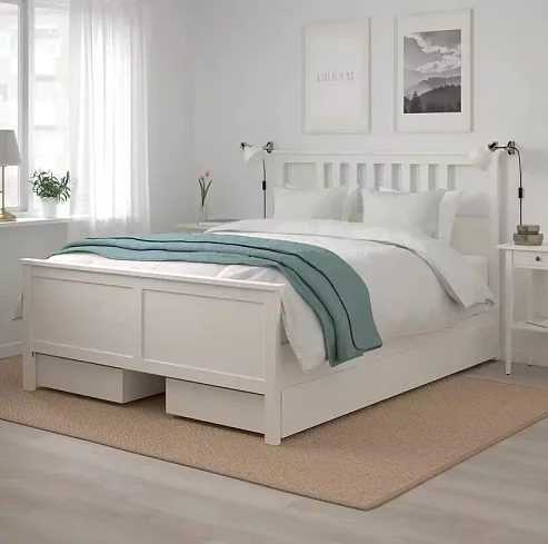 Каркас кровати с 4 ящиками ХЕМНЕС, Белый
