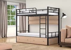 Кровать двухъярусная Валенсия 90 (с ящиком и полкой) Кровати без механизма Черный