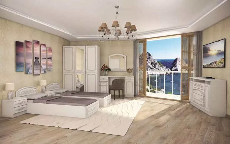 Кровать КР-160 Венеция (белый/жемчуг), Бежевый