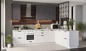 Угловая модульная кухня Норд 3.0х2.0м (софт маренго/софт пломбир Линия)