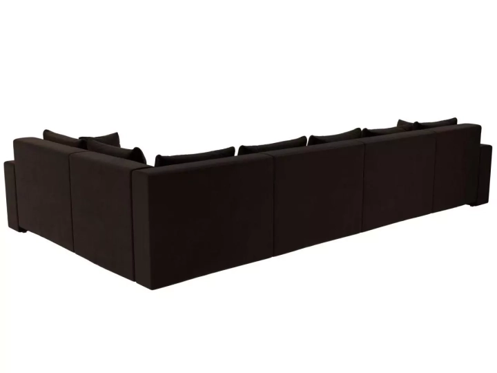 Угловой диван Мэдисон - П микровельвет коричневый подушки бежевые коричневые разлож размеры