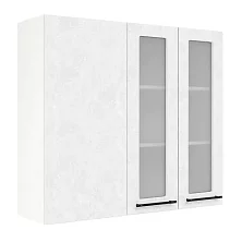 Шкаф верхний угловой со стеклом (премьер) ШВУПС 1000Н Нувель (бетон белый) 