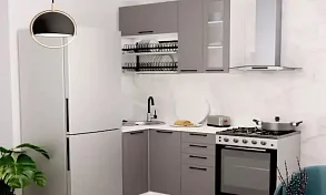 Угловая кухня Кёльн МДФ 1.0х1.4м (софт карамель)