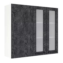 Шкаф верхний угловой со стеклом (премьер) ШВУПС 1000Н Нувель (бетон черный) 