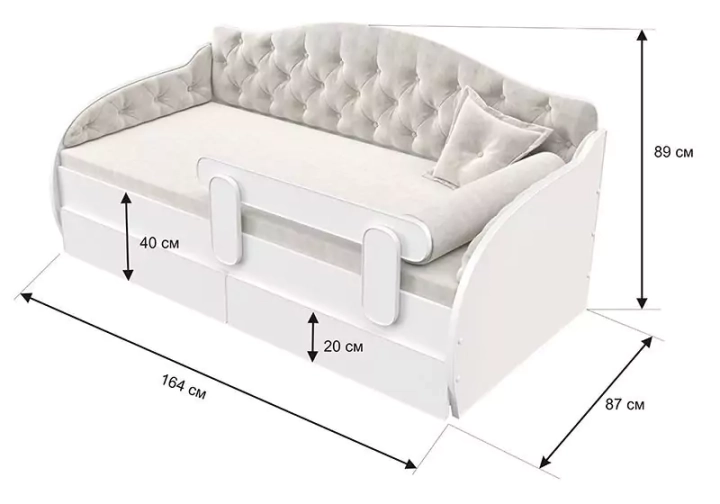 Кровать-тахта Вэлли с мягкими боковинами дизайн 9 3