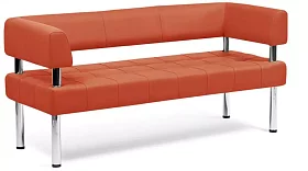 Прямой диван Бизнес трехместный Экокожа оранжевый 