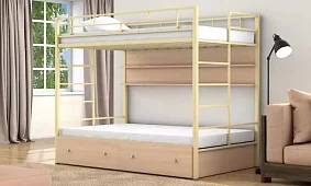 Кровать двухъярусная Валенсия 120 твист (с ящиком и полкой) Кровати без механизма Бежевый