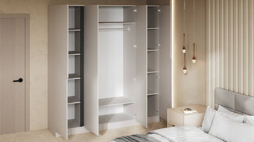 Шкаф распашной Рондело виз 4-дверный без зеркал 2.0 м, Бежевый